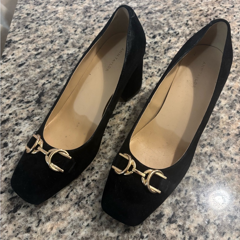 Black Ann Taylor velvet heels